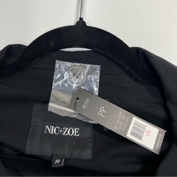 🆕 NWT Nic+Zoe Three Button Seamed Riding Jacket Blazer Petite Black Onyx PP - Picture 15 of 15